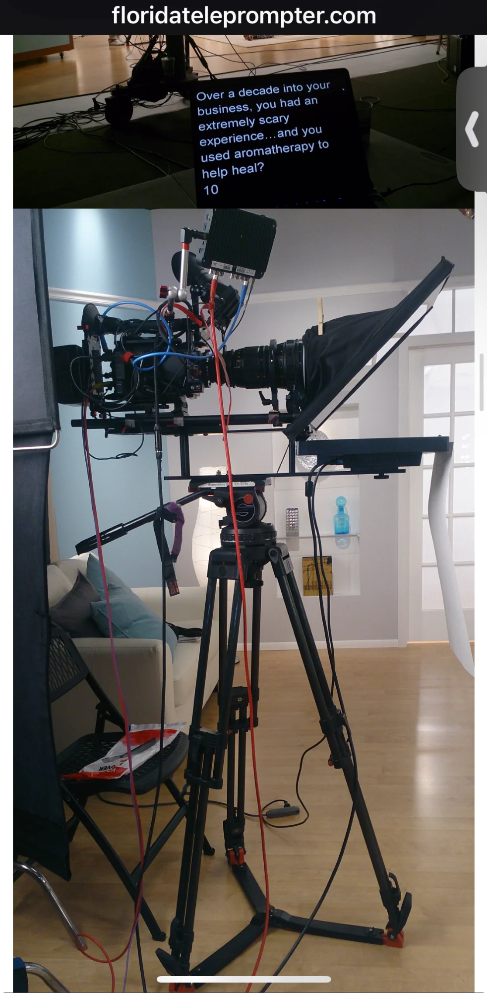 Professional teleprompter on camera rig
